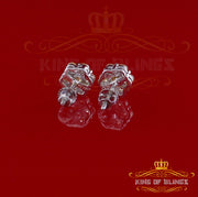 King of Blings- 925 White Silver Sterling 2.06ct Cubic Zirconia Hip Hop Flower Women's Earrings KING OF BLINGS