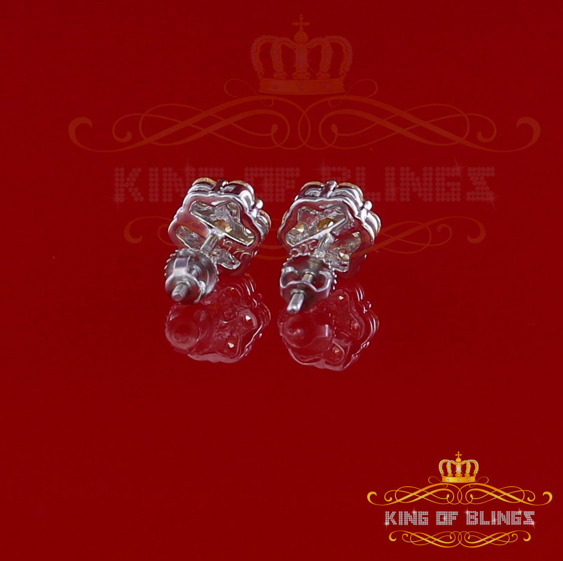 King of Blings- 925 White Silver Sterling 2.06ct Cubic Zirconia Hip Hop Flower Women's Earrings KING OF BLINGS