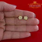 King of Blings- 925 White Silver Sterling 2.06ct Cubic Zirconia Hip Hop Flower Women's Earrings KING OF BLINGS