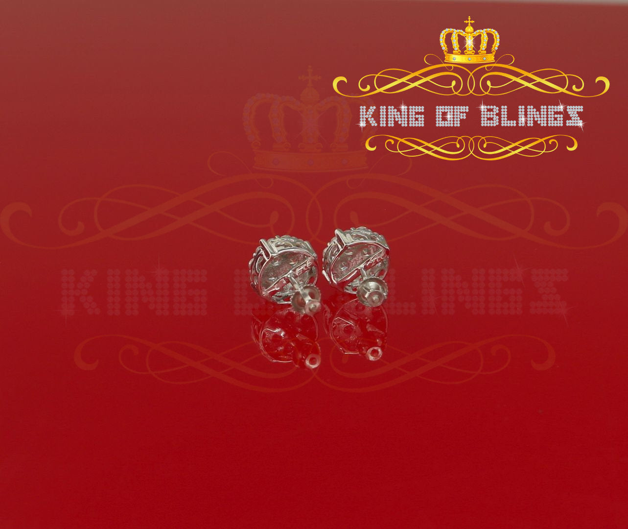 King of Blings- Aretes Para Hombre 925 White Silver 2.96ctCubic Zirconia Round Women's Earrings KING OF BLINGS