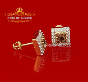 King of Bling's Hip Hop 925 Yellow Silver 1.23ct Cubic Zirconia Women's & Men's Square Earrings KING OF BLINGS