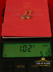 King of Bling's Hip Hop Yellow Silver Screw 0.22ct Cubic Zirconia Women's & Men's Star Earrings KING OF BLINGS
