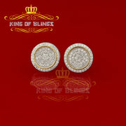 King of Bling's Aretes Para Hombre 925 Yellow Silver 1.07ct Cubic Zirconia Round Men's Earring KING OF BLINGS