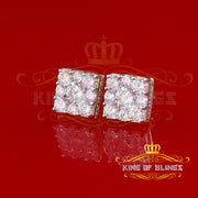 King of Bling's Yellow 2.28ct Cubic Zirconia 925 Sterling Silver Hip Hop Square Ladies Earrings KING OF BLINGS