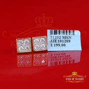 King of Bling's Yellow Silver 1.00ct VVS 'D' Moissanite Square Shape Stud Earring Womens King of Blings