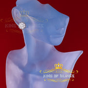 King of Blings- 3.28ct Cubic Zirconia 925 White Silver Women's & Men's Hip Hop Flower Earrings KING OF BLINGS