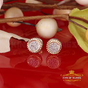0.10ct Diamond 925 Sterling Silver Yellow Round Earrings For Men's / Women's KING OF BLINGS