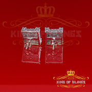 King of Blings- 925 White Sterling Silver 0.96ct Cubic Zirconia Women's & Men's Square Earrings KING OF BLINGS