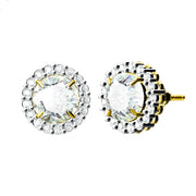 King of Bling's 925 Yellow Silver 4.42ct Cubic Zirconia Women's & Men's Hip Hop Round Earrings KING OF BLINGS