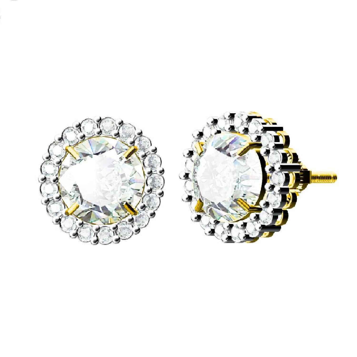 King of Bling's 925 Yellow Silver 4.42ct Cubic Zirconia Women's & Men's Hip Hop Round Earrings KING OF BLINGS
