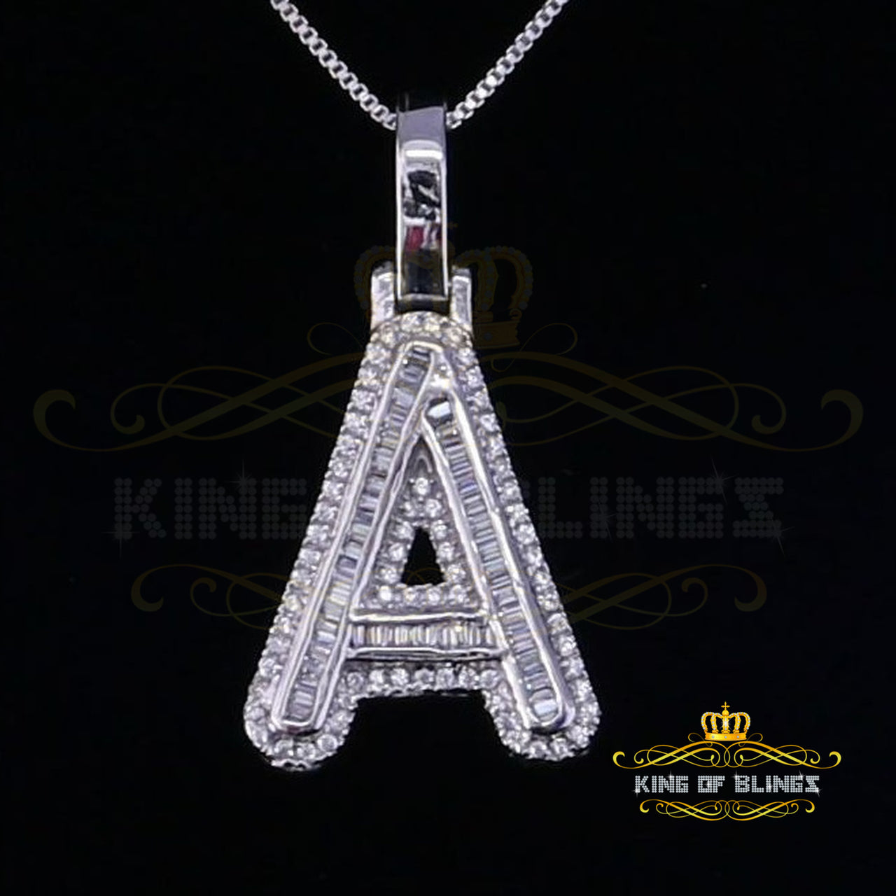 White Beautiful Custom intial Pendant Gift all Occasion Silver Cubic Zirconia KING OF BLINGS