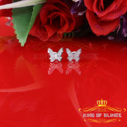 King of Blings- Women's 0.34ct Cubic Zirconia Butterfly Stud Earrings White 925 Sterling Silver KING OF BLINGS