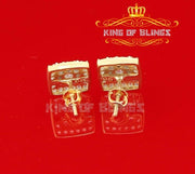 King of Bling's Hip Hop Yellow Silver Screw Back 1.04ct Cubic Zirconia Women's Square Earrings KING OF BLINGS