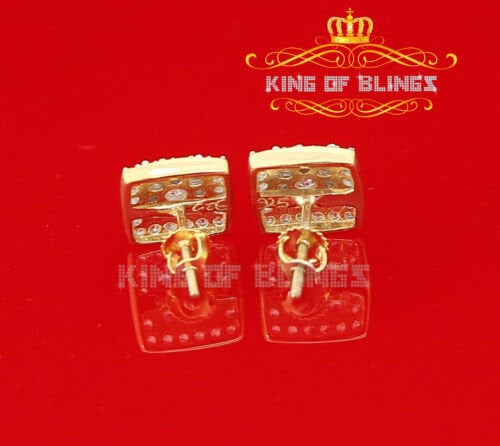 King of Bling's Hip Hop Yellow Silver Screw Back 1.04ct Cubic Zirconia Women's Square Earrings KING OF BLINGS