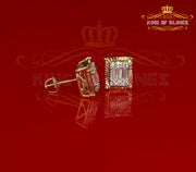 King of Bling's 925 Yellow 0.44ct Cubic Zirconia Silver Women's & Men's Hip Hop Square Earrings KING OF BLINGS