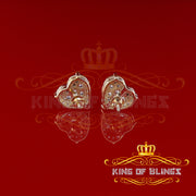 King of Bling's Aretes Para Hombre 925 Yellow Silver 2.68ct Cubic Zirconia Heart Women's Earring KING OF BLINGS