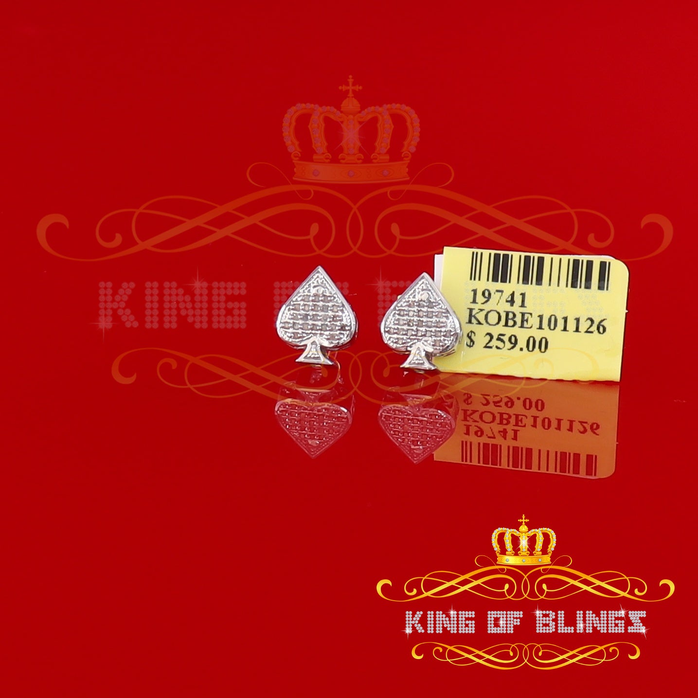 King Of Bling's 925 Sterling Silver White 0.10ct Diamond For Women's / Men's Stud Heart Earring KING OF BLINGS