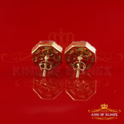 King  of Bling's 925 Yellow Silver 1.00ct VVS 'D' Moissanite Octagon Stud Earring Men's/Womens King of Blings