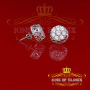 King of Blings- 3.28ct Cubic Zirconia 925 White Silver Women's & Men's Hip Hop Flower Earrings KING OF BLINGS