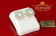 King of Bling's 925 Yellow Sterling Silver 1.07ct Cubic Zirconia Women's Hip Hop Rounds Earrings KING OF BLINGS