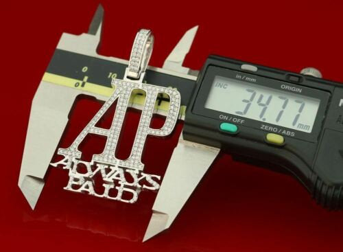 White 925 Sterling Silver "AP" Letter Necklace Pendant 2.61ct Cubic Zirconia Stone KING OF BLINGS