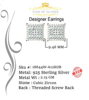 King of Blings- Hip Hop White 925 Silver 0.68ct Cubic Zirconia Women's & Men's Square Earrings KING OF BLINGS
