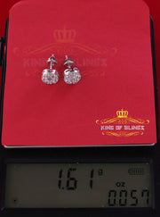 King of Blings- 1.72ct Cubic Zirconia 925 White Sterling Silver Women's Hip Hop Round Earrings KING OF BLINGS