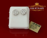 King of Blings- 2.76 ct Cubic Zirconia 925 White Silver Women's & Men's Hip Hop Round Earrings KING OF BLINGS