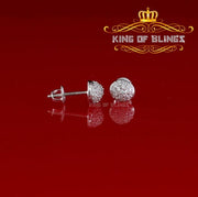 King of Blings- Aretes Para Hombre 925 White Silver 0.64ct Cubic Zirconia Round Women's Earrings KING OF BLINGS
