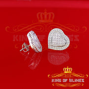 King of Blings- HIp Hop 925 White Sterling Silver 1.44ct Cubic Zirconia Heart Women's Earrings KING OF BLINGS