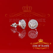 King of Blings- 925 White Silver 0.90ct Cubic Zirconia Women's & Men's Hip Hop Floral Earrings KING OF BLINGS