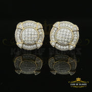 King of Bling's 925 Yellow Sterling Silver 1.46ct Cubic Zirconia Hip Hop Round Ladies Earrings KING OF BLINGS