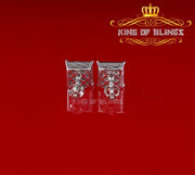 King of Bling's Aretes Para Hombre 925 Yellow Silver 0.96ct Cubic Zirconia Square Women Earring KING OF BLINGS
