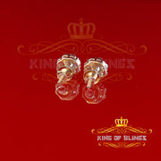 King of Bling's 925 Yellow Sterling Silver 1.18ct Cubic Zirconia Women's Hip Hop Flower Earrings KING OF BLINGS