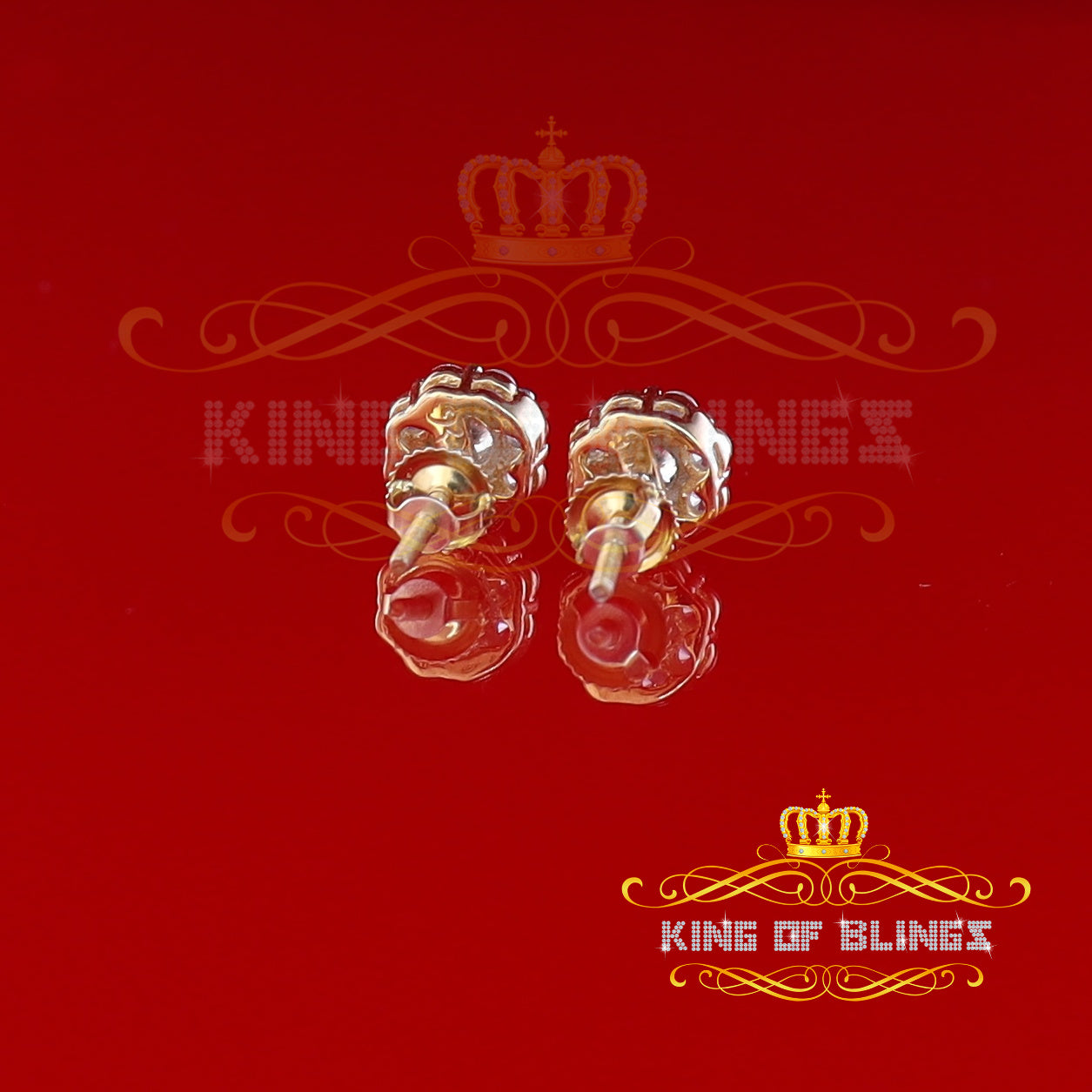 King of Bling's 925 Yellow Sterling Silver 1.18ct Cubic Zirconia Women's Hip Hop Flower Earrings KING OF BLINGS