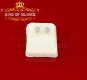 King of Blings- 925 White Silver Aretes Para Hombre 0.30ct Cubic Zirconia Women's Round Earrings KING OF BLINGS