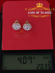 King of Bling's Aretes Para Hombre 925 Yellow Silver 2.53ct Cubic Zirconia Round Women's Earring KING OF BLINGS