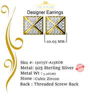 King of Bling's 925 Yellow Silver Screw Back 2.19ct Cubic Zirconia Hip Hop Women Hexagon Earring KING OF BLINGS