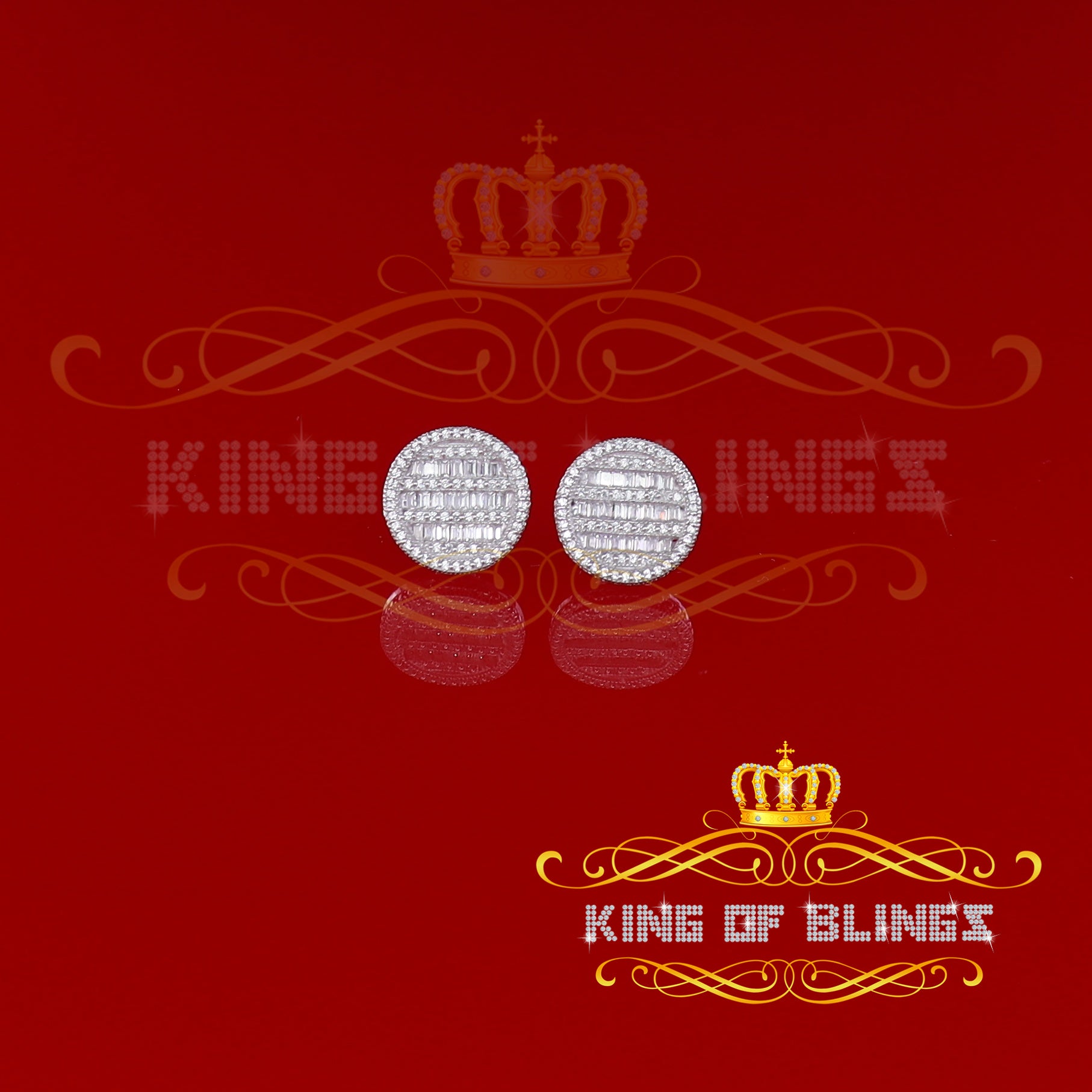 King of Blings- 0.68ct Cubic Zirconia 925 Sterling White Silver Round Men's & Women's Earrings KING OF BLINGS