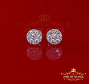 King of Blings- 1.72ct Cubic Zirconia 925 White Sterling Silver Women's Hip Hop Round Earrings KING OF BLINGS
