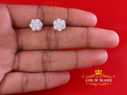 King of Blings- 1.50ct Cubic Zirconia 925 White Silver Sterling Hip Hop Floral Women's Earrings KING OF BLINGS