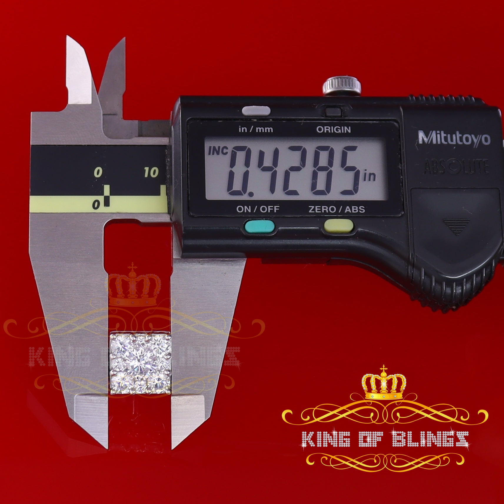 King of Blings- White 2.28ct Cubic Zirconia 925 Sterling Silver Hip Hop Square Ladies Earrings KING OF BLINGS