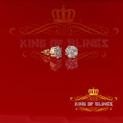 King of Bling's 925 Yellow 1.96ct Sterling Silver Cubic Zirconia Women's Hip Hop Round Earrings KING OF BLINGS