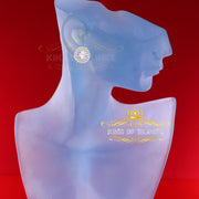King of Blings- 925 White Sterling Silver 1.07ct Cubic Zirconia Women's Hip Hop Rounds Earrings KING OF BLINGS