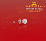 King of Blings- Aretes Para Hombre 925 White Silver 2.0ct Cubic Zirconia Round Women's Earrings KING OF BLINGS