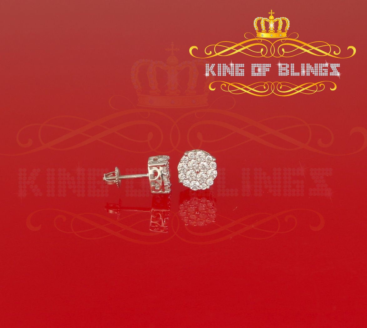 King of Blings- Aretes Para Hombre 925 White Silver 2.0ct Cubic Zirconia Round Women's Earrings KING OF BLINGS