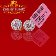 King of Bling's Aretes Para Hombre 925 Yellow Silver 1.86ct Cubic Zirconia Round Women's Earring KING OF BLINGS