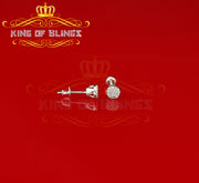 King of Blings- 925 White Silver Aretes Para Hombre 0.30ct Cubic Zirconia Women's Round Earrings KING OF BLINGS