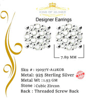 King of Bling's 925 Yellow Silver Aretes Para Hombre 0.87ct Cubic Zirconia Round Women's Earring KING OF BLINGS