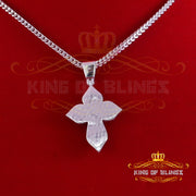 King Of Bling's 3.0ct VVS D Moissanite White Silver Charm Cross Floury Pendant Men's & Women's KING OF BLINGS